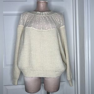 Zara Lace Cable Knit Sweater Sz S